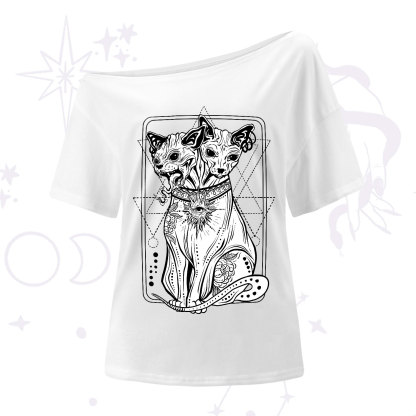 Purplehecate The Cat Goddess Bastet One-Shoulder T-Shirt