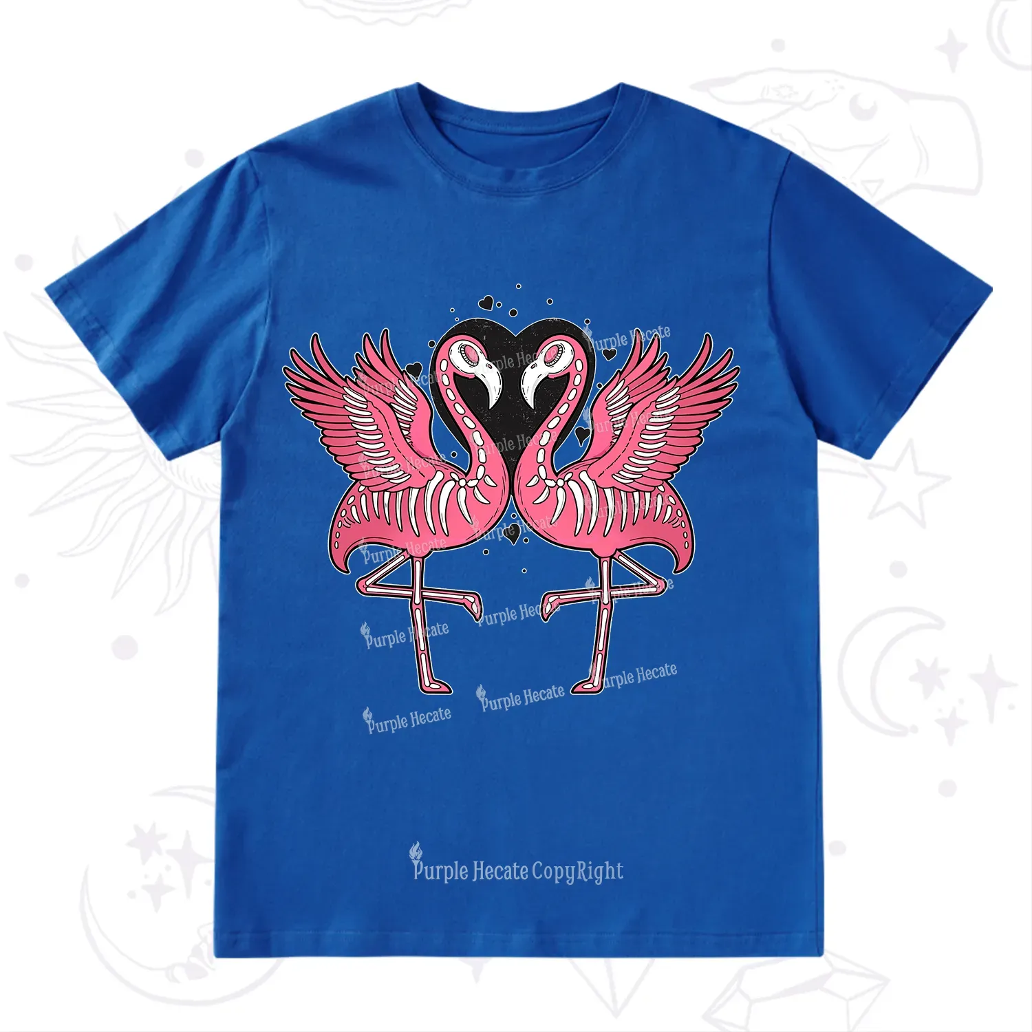 Purplehecate Witchy Pink Flamingo Skull Valentine T-Shirt