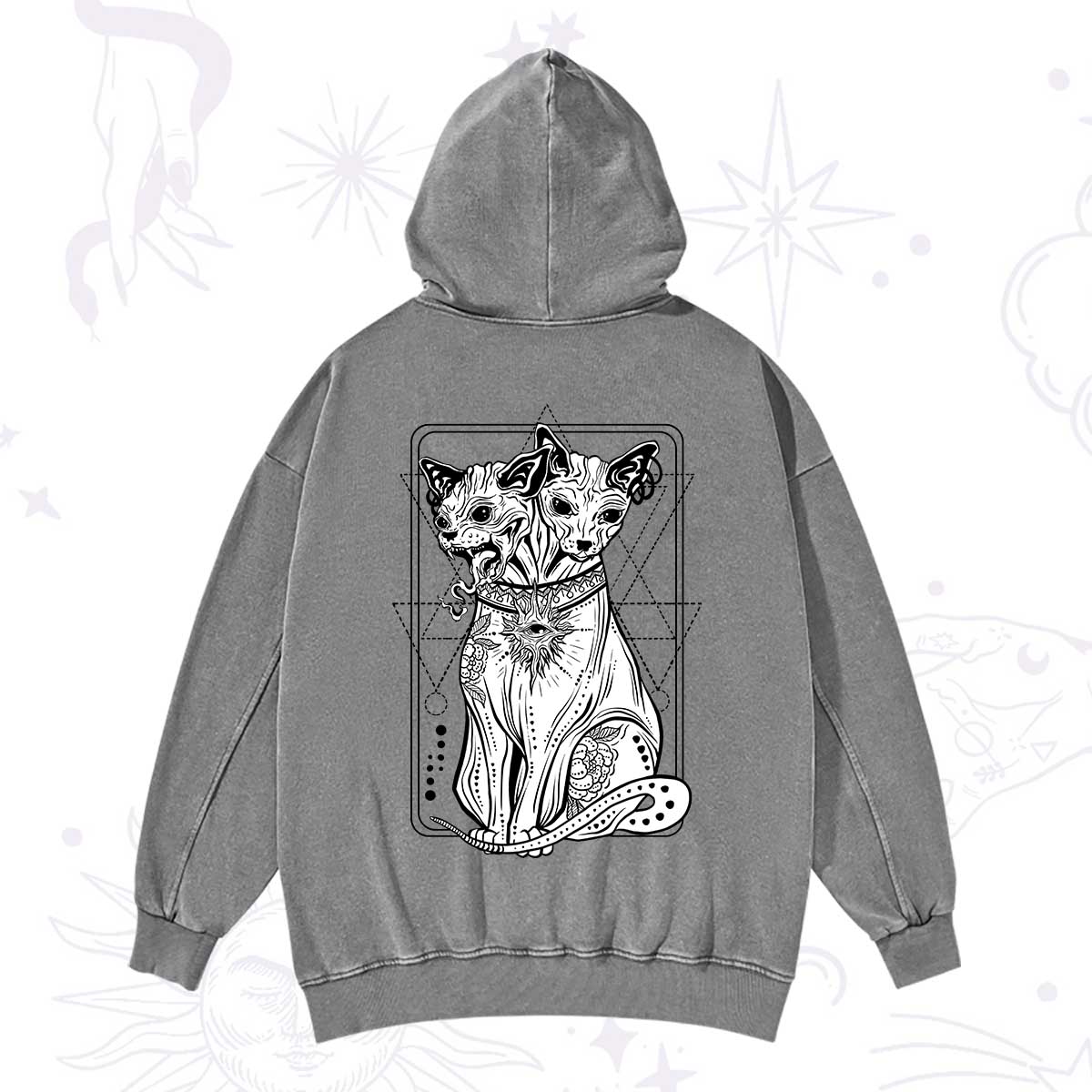 Purplehecate The Cat Goddess Bastet Washed Hoodie