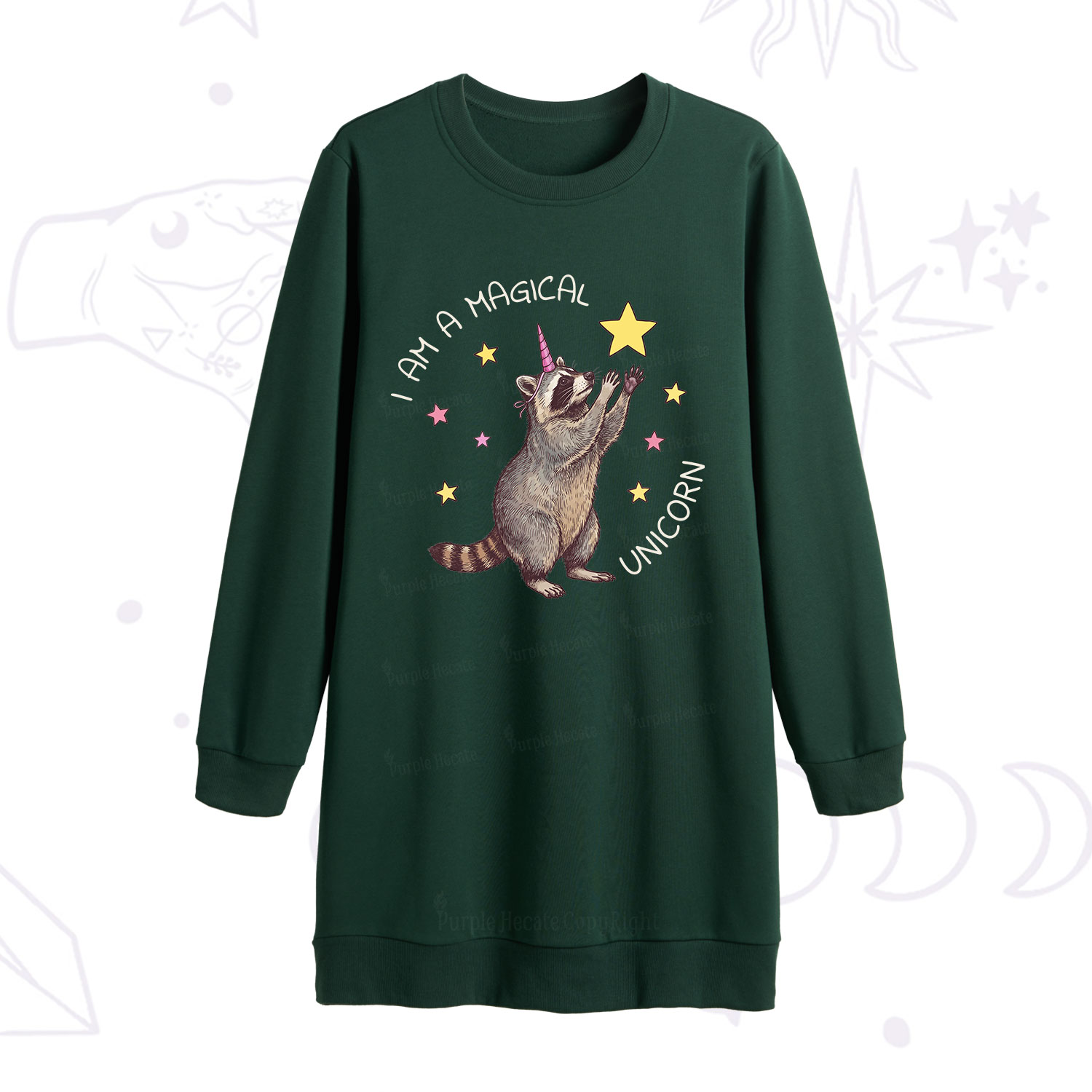 Purplehecate I Am A Magical Unicorn Raccoon Sweatshirt Dress