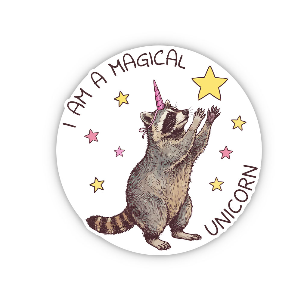 Purplehecate I Am A Magical Unicorn Raccoon Sticker