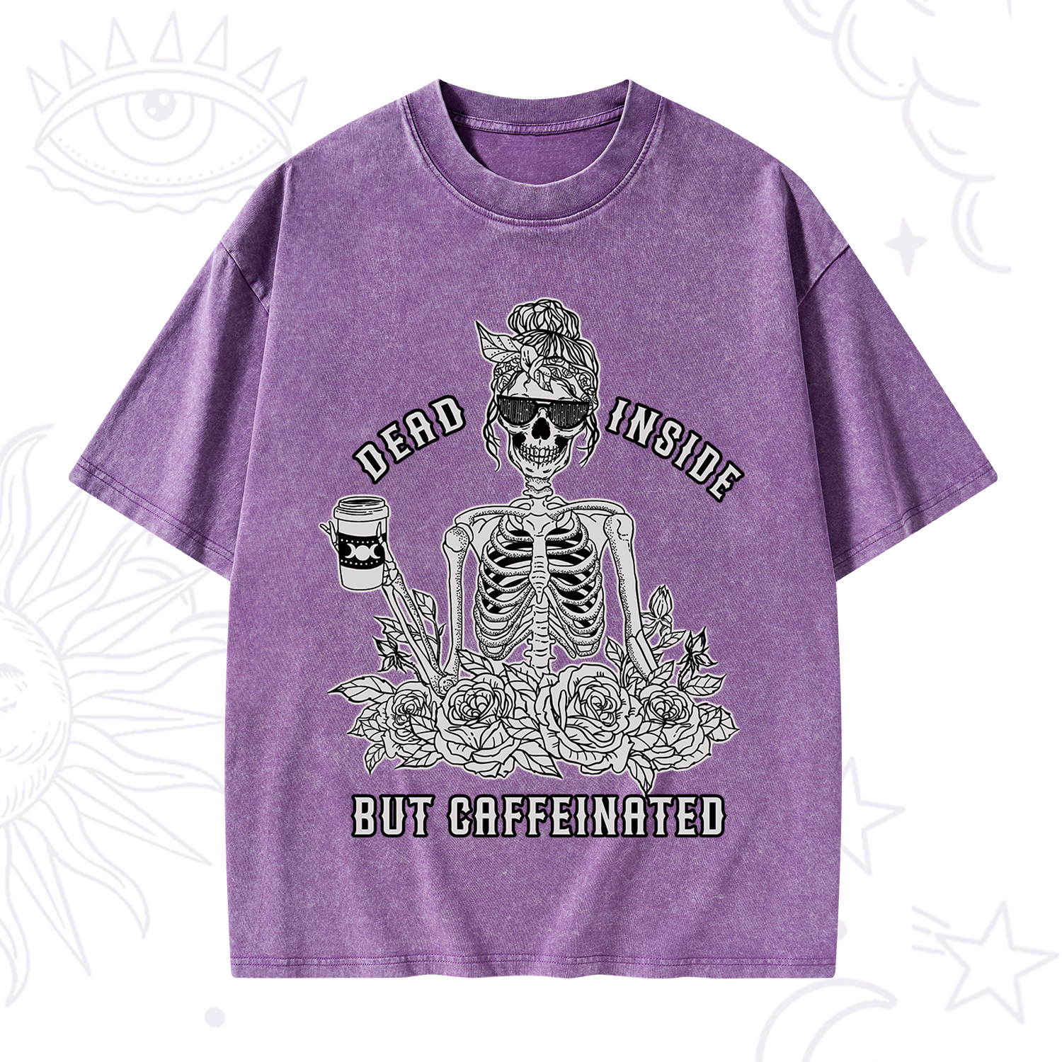 Purplehecate Dead Inside But Caffeinated Washed T-Shirt