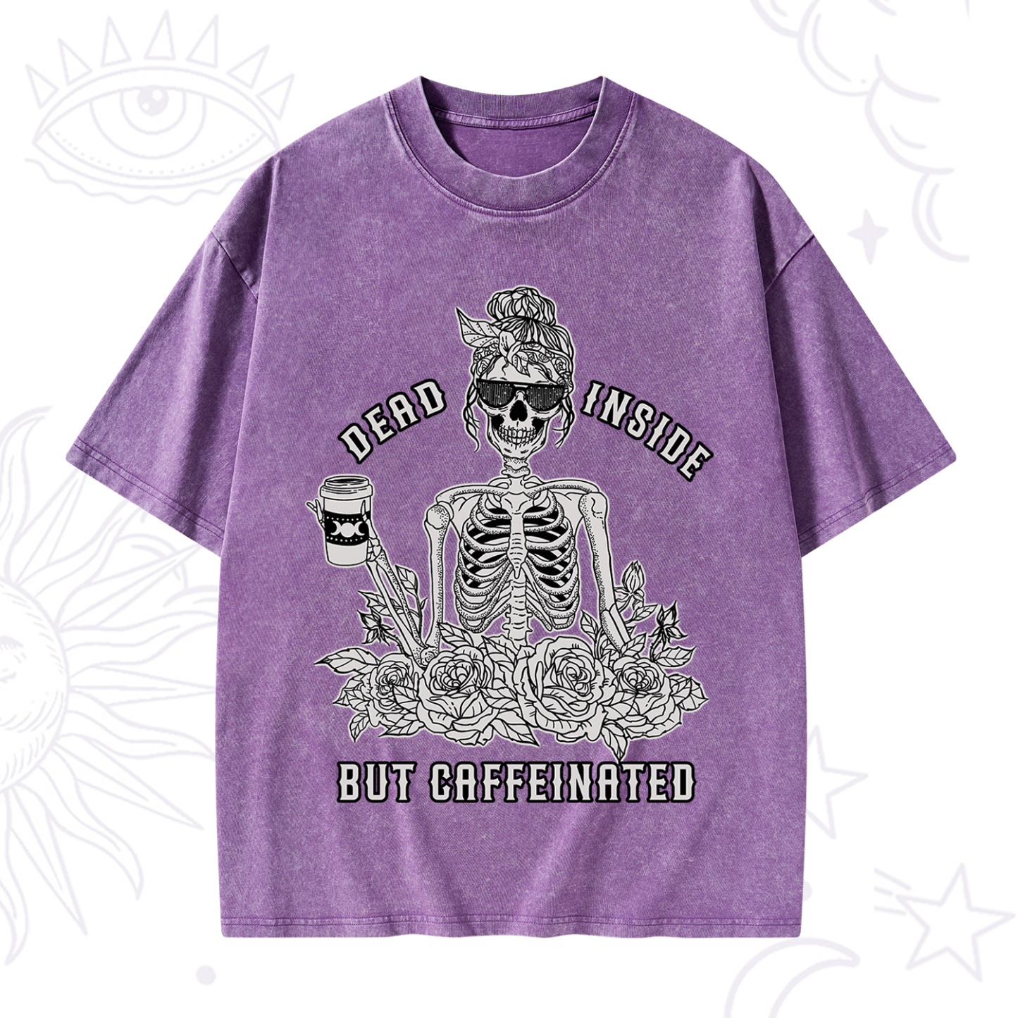 Purplehecate Dead Inside But Caffeinated Washed T-Shirt