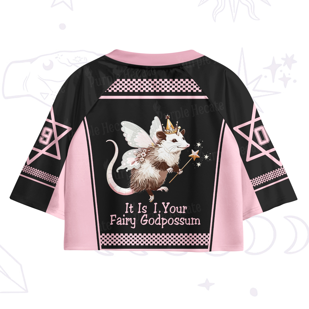Purplehecate It Is I Your Fairy Godpossum Crop Jersey Top