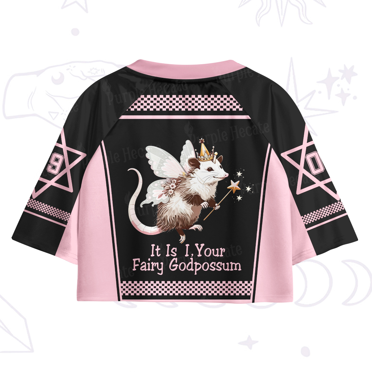 Purplehecate It Is I Your Fairy Godpossum Crop Jersey Top