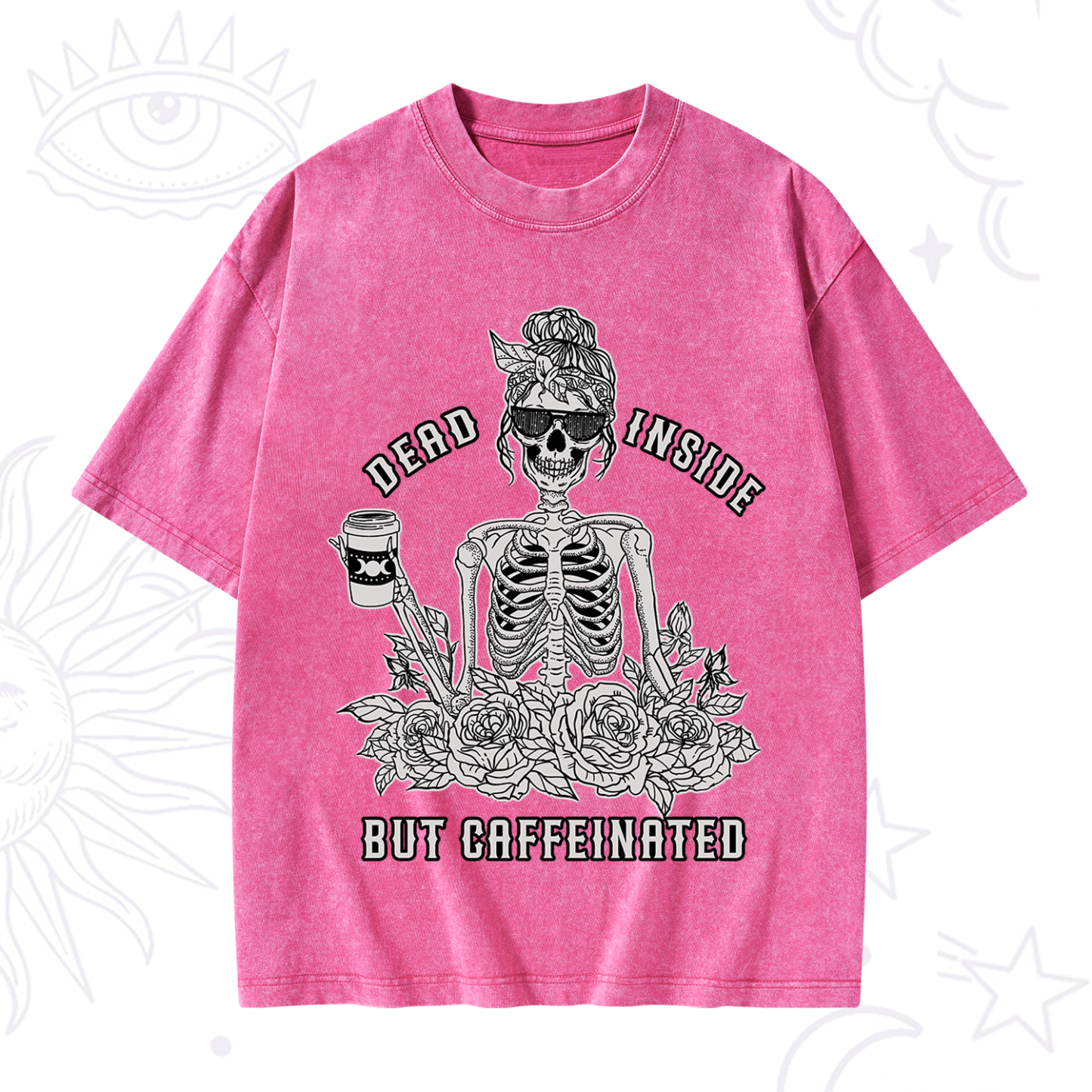 Purplehecate Dead Inside But Caffeinated Washed T-Shirt