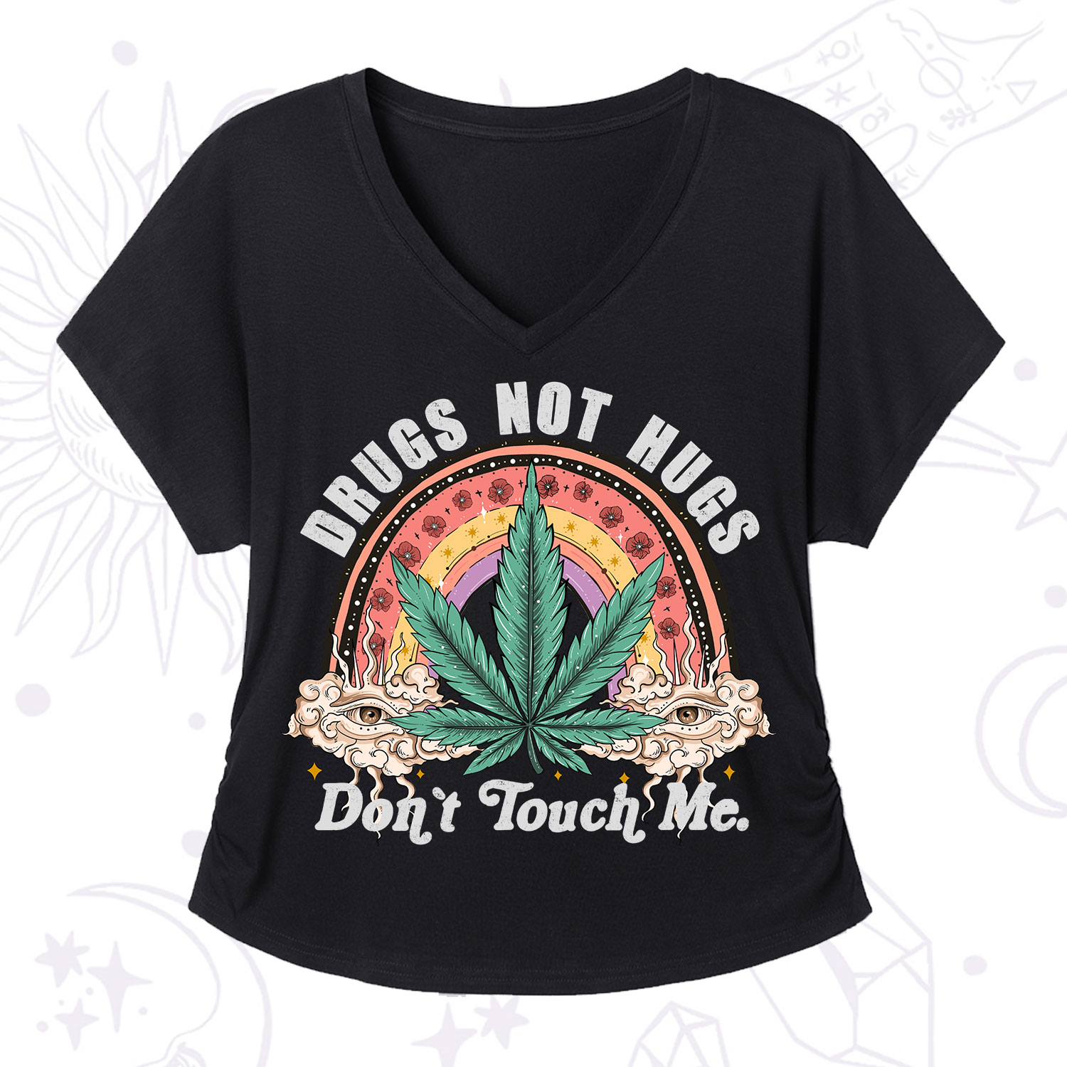 Purplehecate Drugs Not Hugs V-Neck T-Shirt