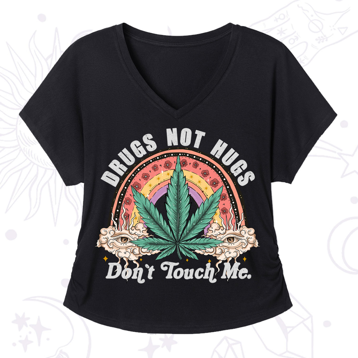 Purplehecate Drugs Not Hugs V-Neck T-Shirt