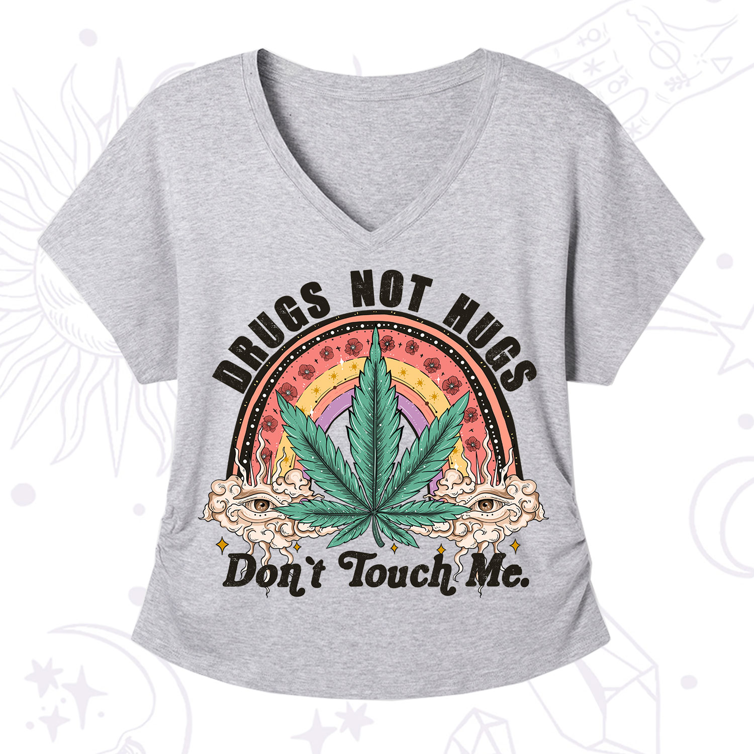 Purplehecate Drugs Not Hugs V-Neck T-Shirt