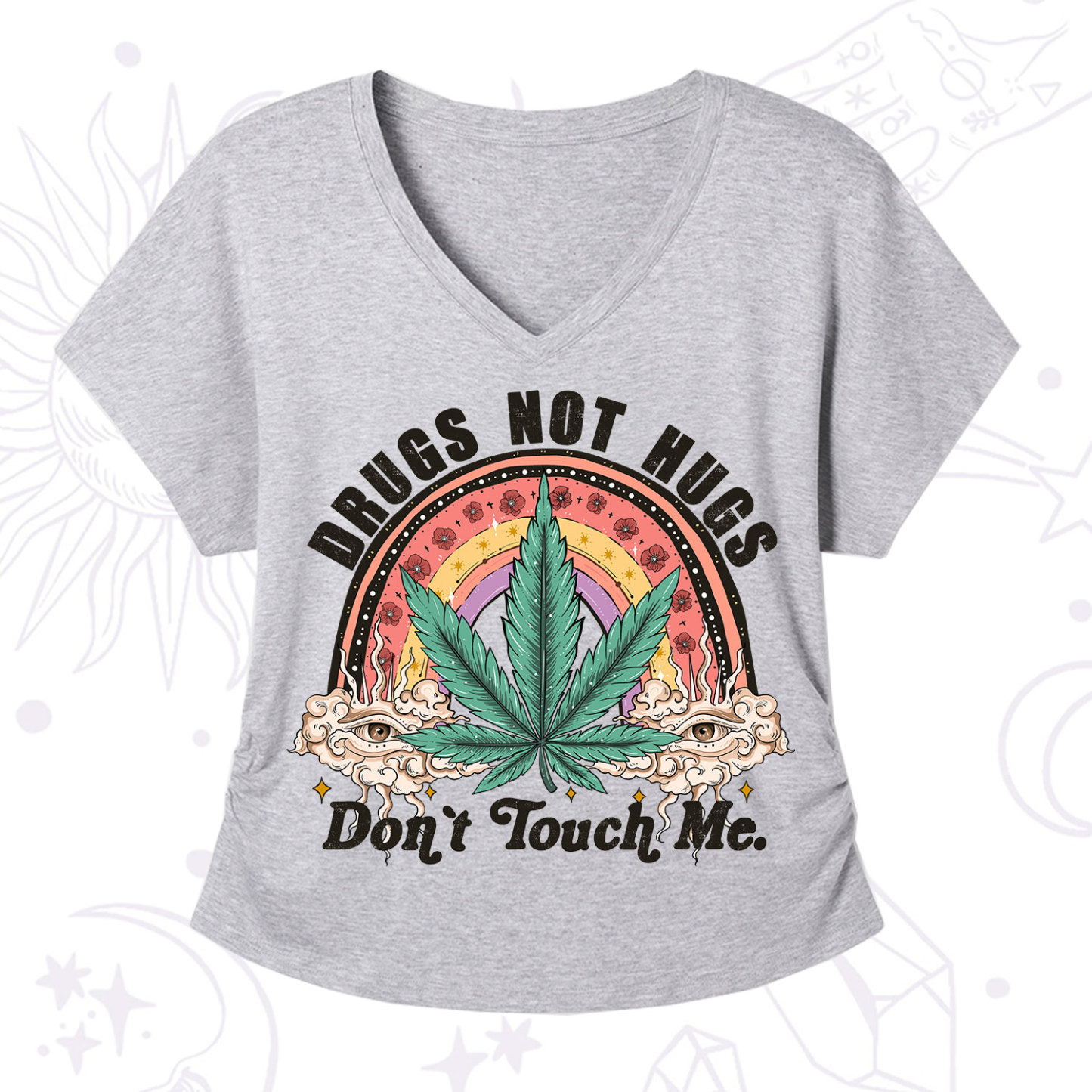 Purplehecate Drugs Not Hugs V-Neck T-Shirt