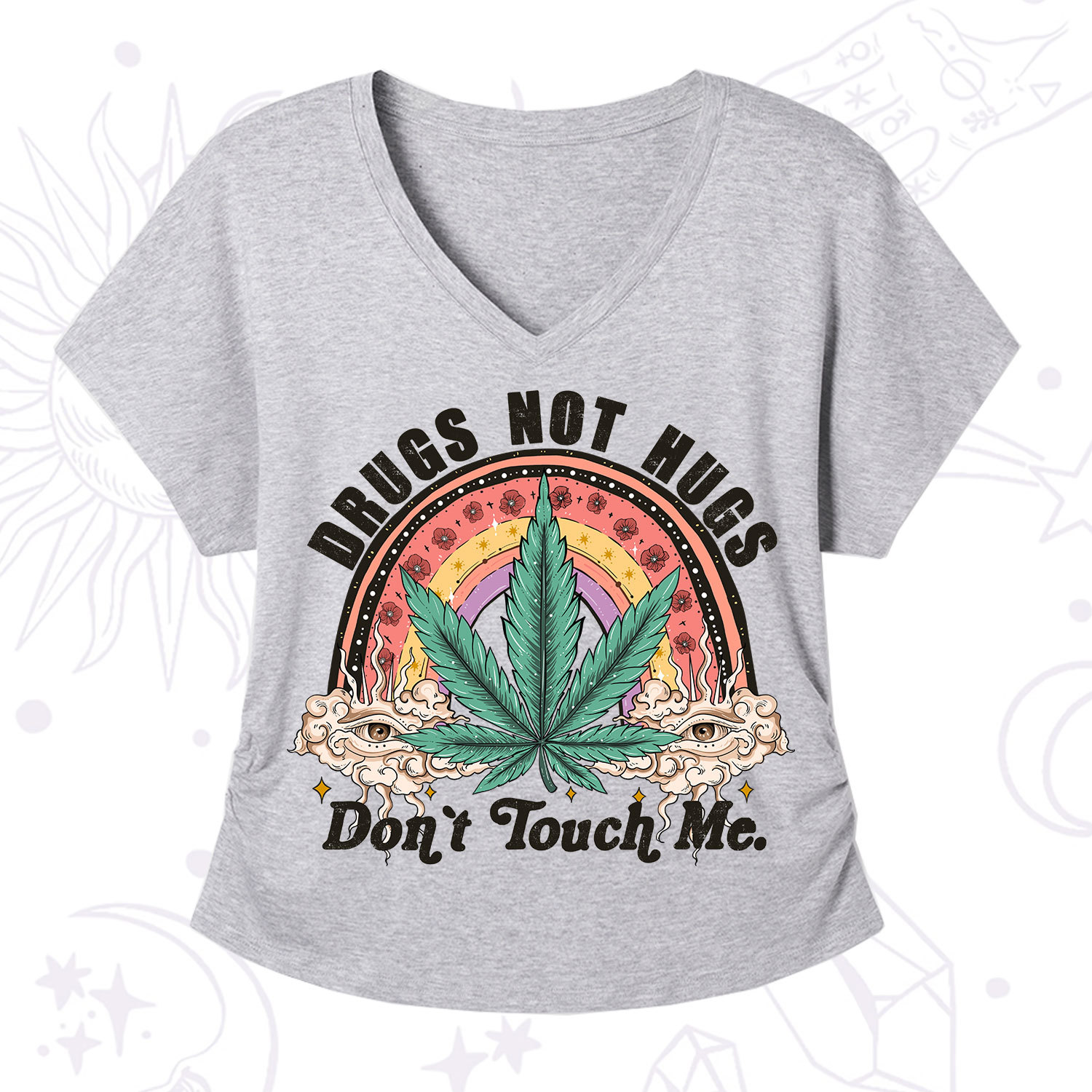 Purplehecate Drugs Not Hugs V-Neck T-Shirt