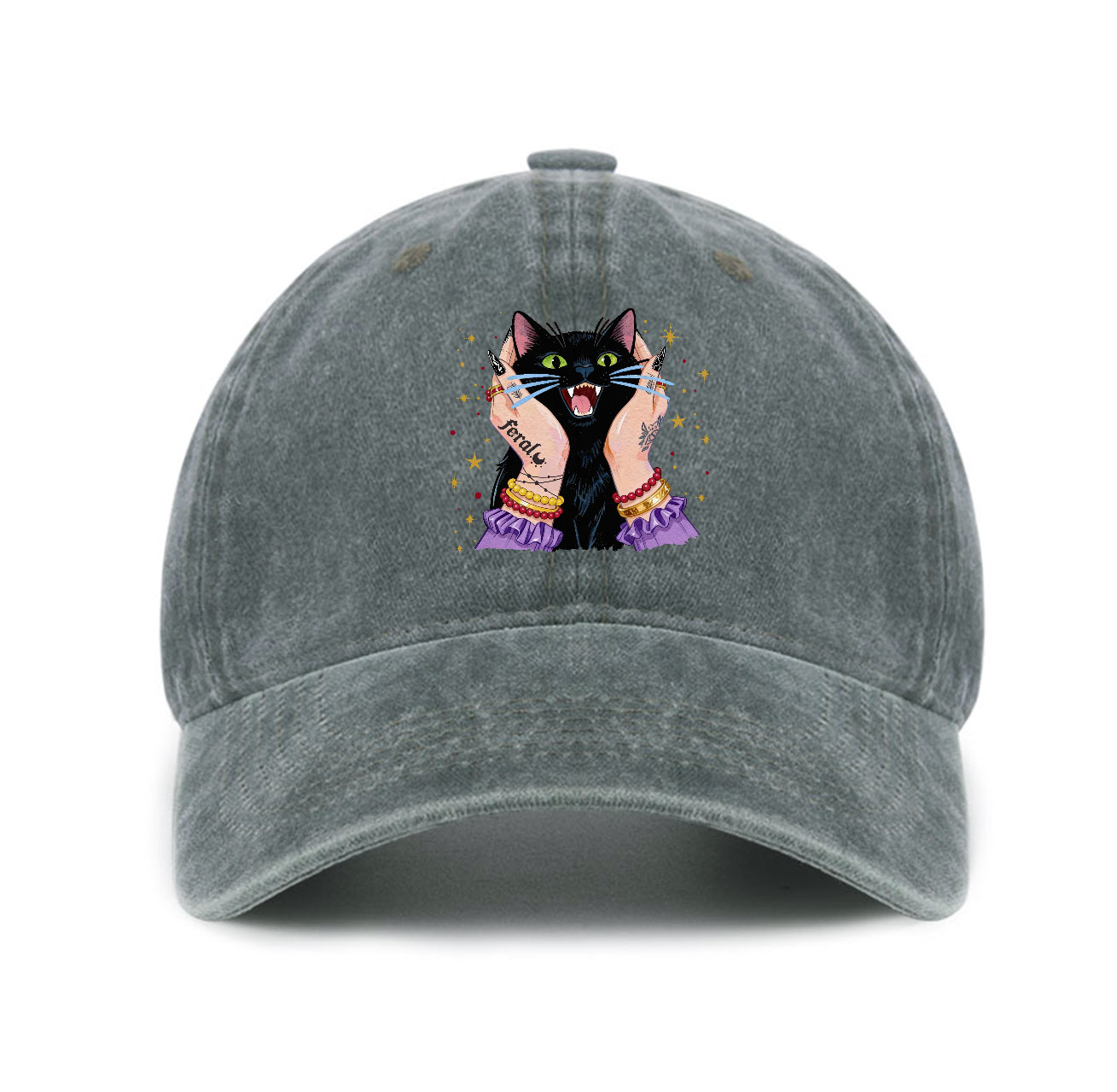 Purplehecate Feral Cat Magic Baseball Cap