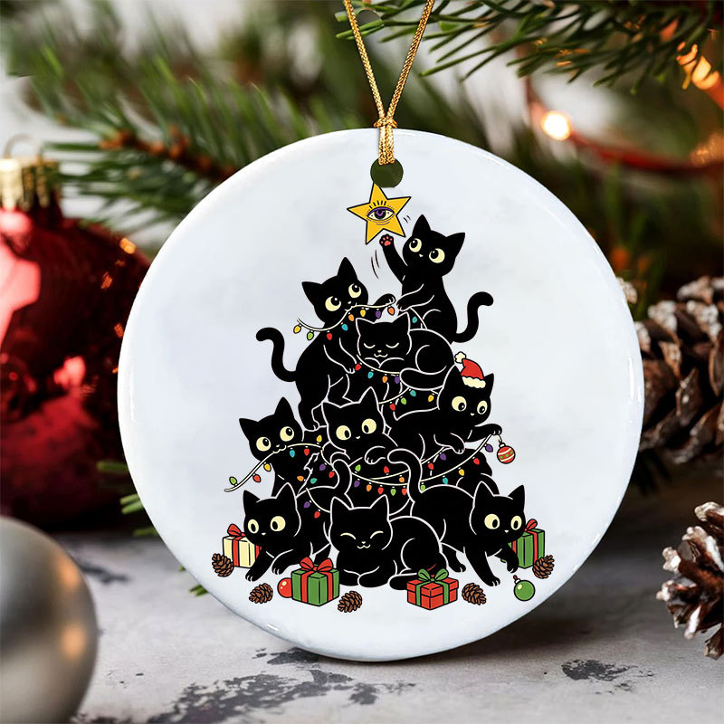 Magic Purplehecate Black Cats Christmas Tree Christmas Ornament