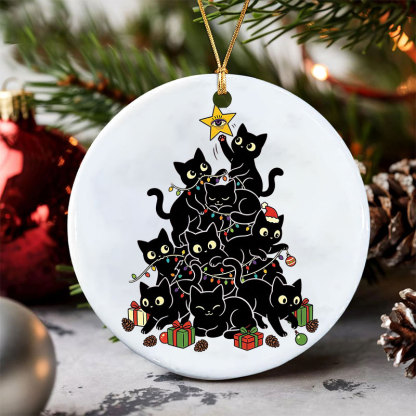 Purplehecate Black Cat Christmas Tree Christmas Ornament
