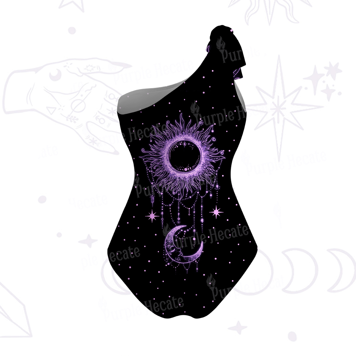 Purplehecate Radiance Of Sun And Moon One-Shoulder One-Piece Swimsuit