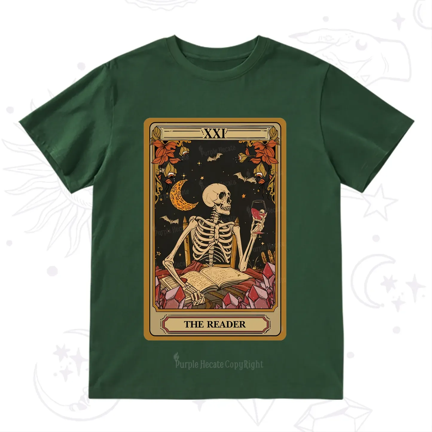 Purplehecate The Reader Tarot Skeleton T-Shirt
