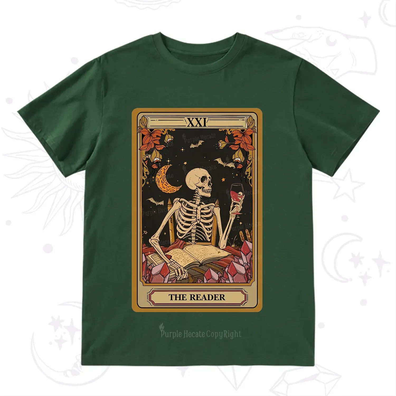 Purplehecate The Reader Tarot Skeleton T-Shirt