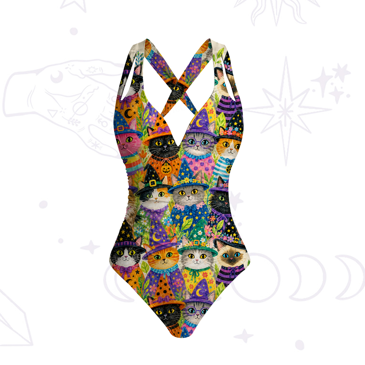 Purplehecate Witchy Meow-Meow Gathering One-Piece Swimsuit
