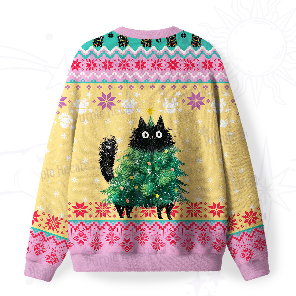 Purplehecate Funny Black Cat in Tree Fuzzy Ugly Sweatshirt