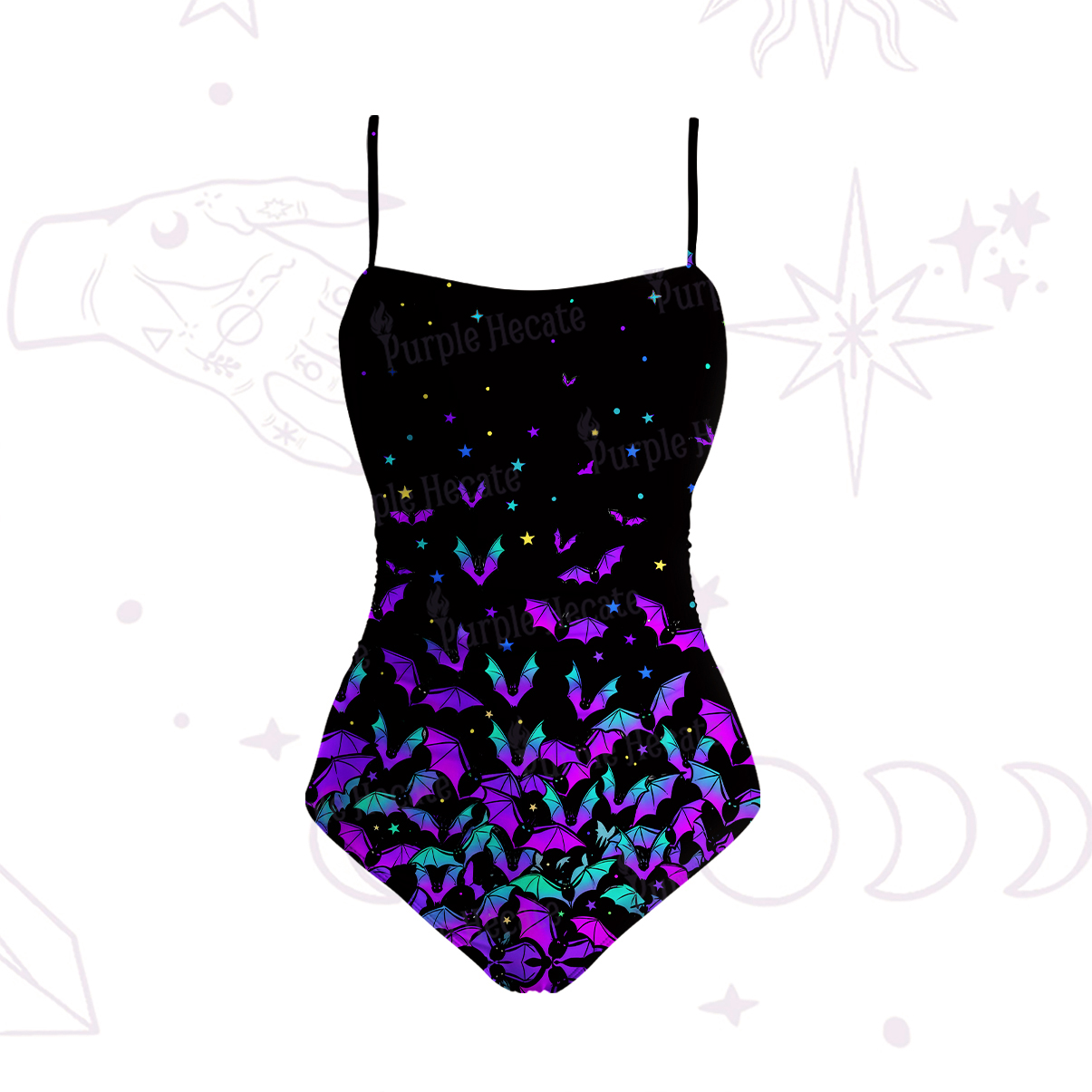 Purplehecate Rainbow Bat Slim-Strap Swimsuit