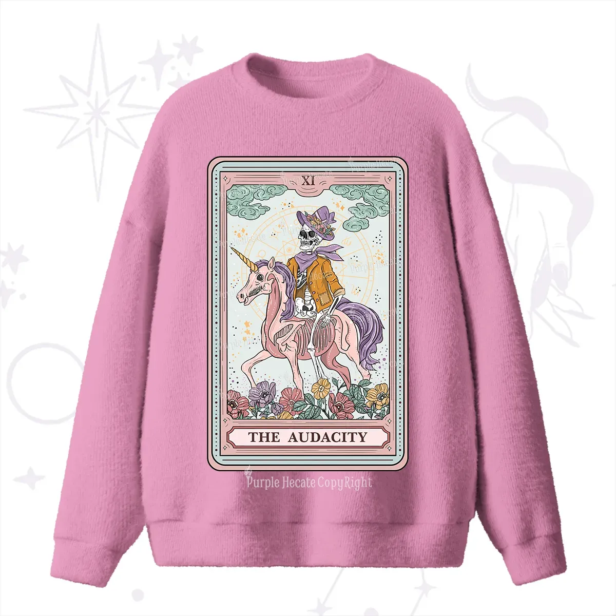 Purplehecate The Audacity Tarot Card Fuzzy Ugly Sweater