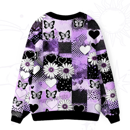 Purplehecate Purple Butterfly Romance Ugly Cardigan Sweaters