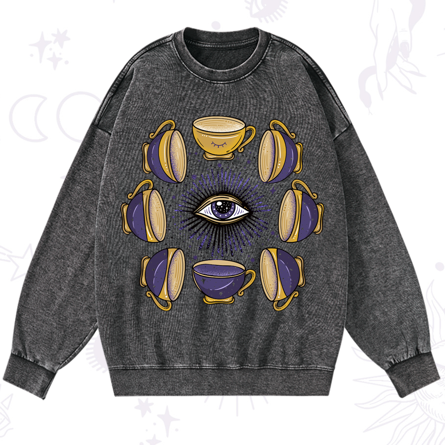 Magic Purplehecate Moon Phase Coffee Lover Washed Sweatshirt