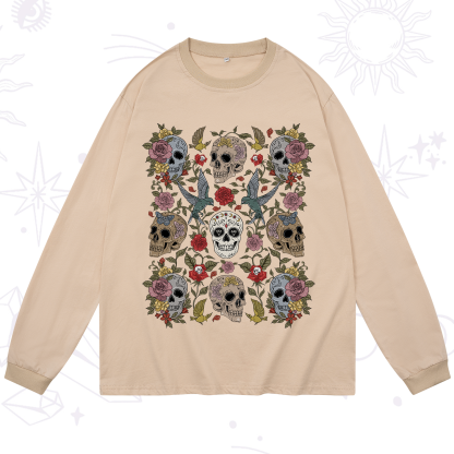Purplehecate Skull Floral Long Sleeve T-Shirt