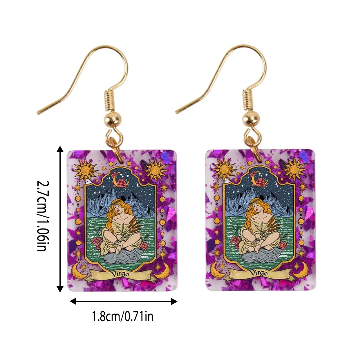 Purplehecate Virgo Zodiac Purple fragments Acrylic Earrings
