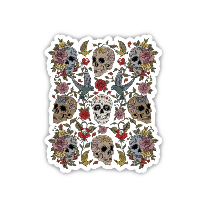 Purplehecate Skull Floral Sticker