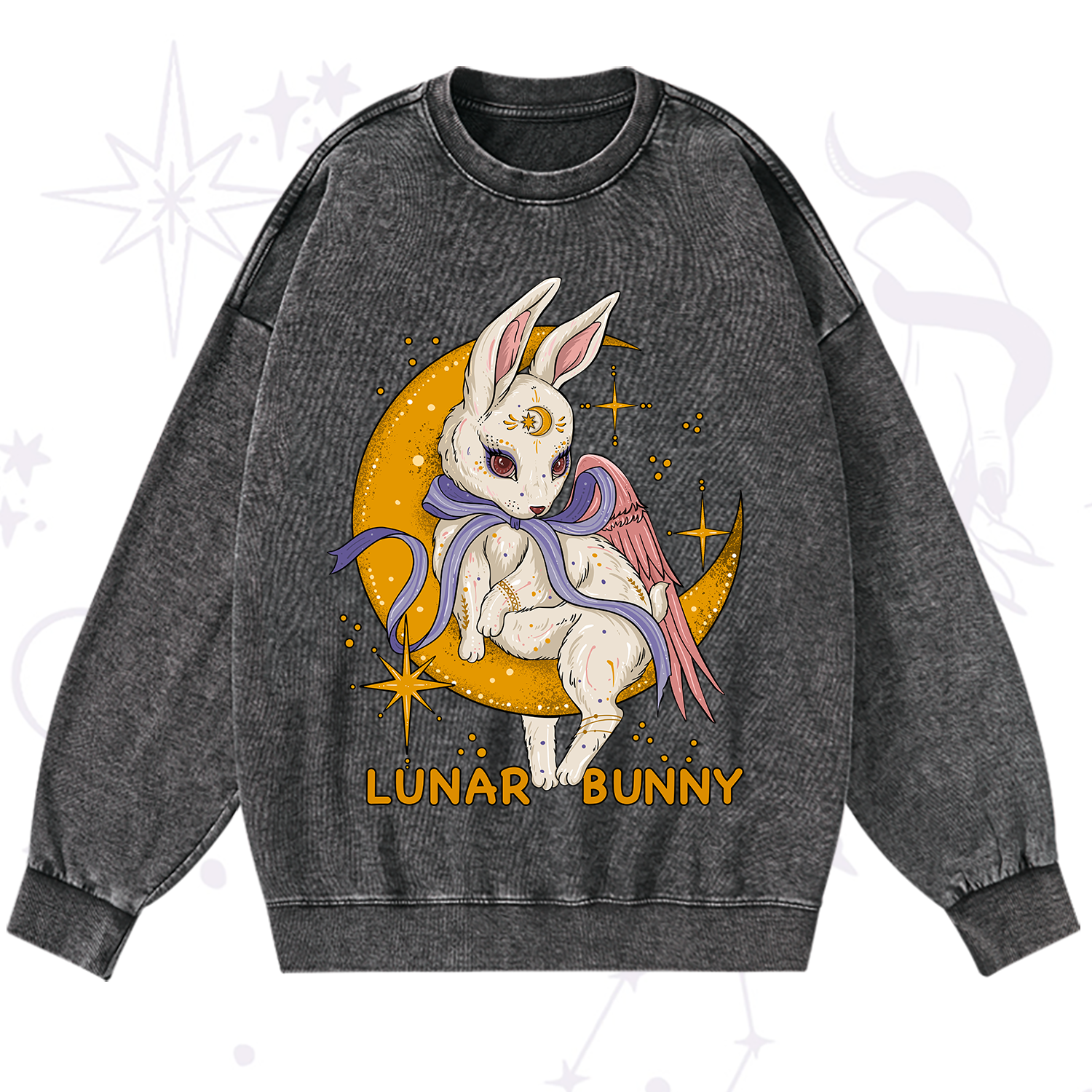 Purplehecate Lunar Bunny Easter Washed Sweatshirt