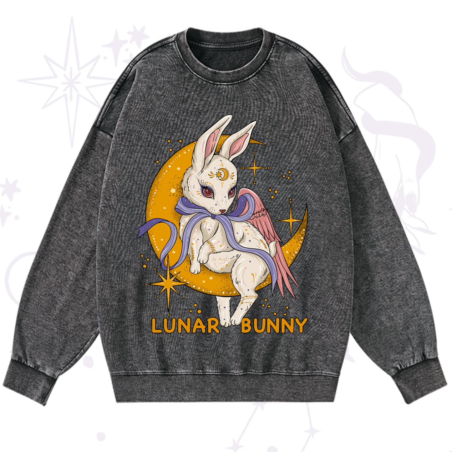 Purplehecate Lunar Bunny Easter Washed Sweatshirt