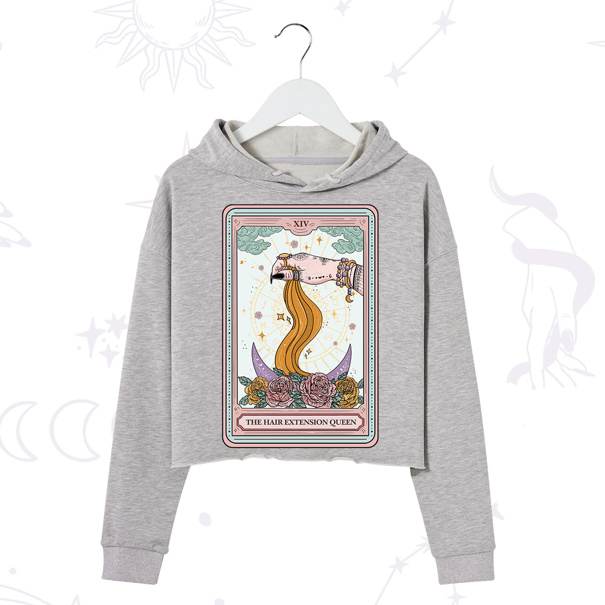 Purplehecate The Hair Extension Queen Tarot Card Crop Hoodie