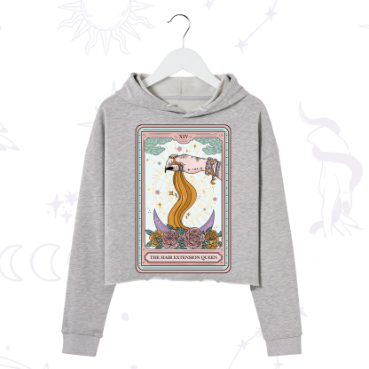 Purplehecate The Hair Extension Queen Tarot Card Crop Hoodie