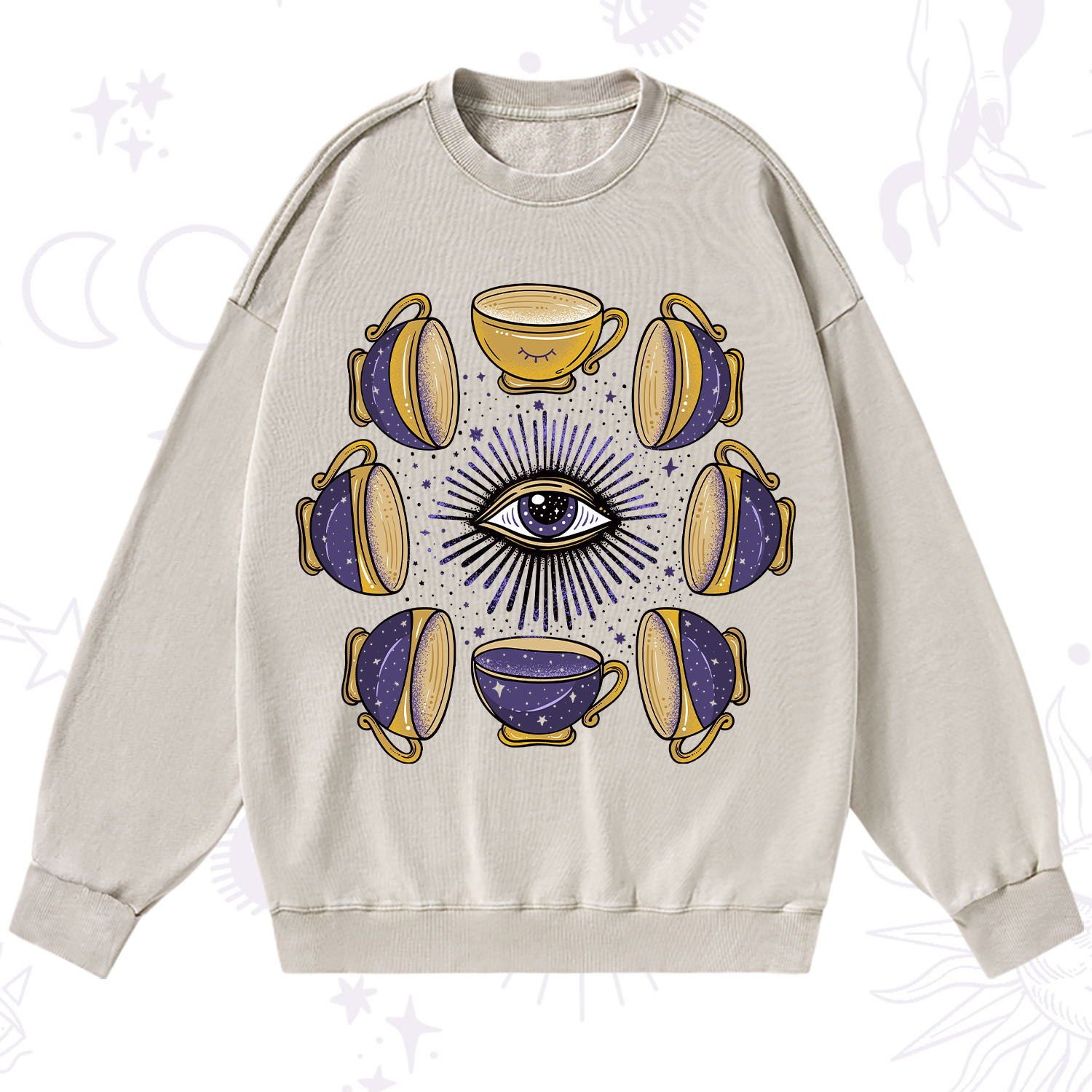 Purplehecate Moon Phase Coffee Lover Washed Sweatshirt