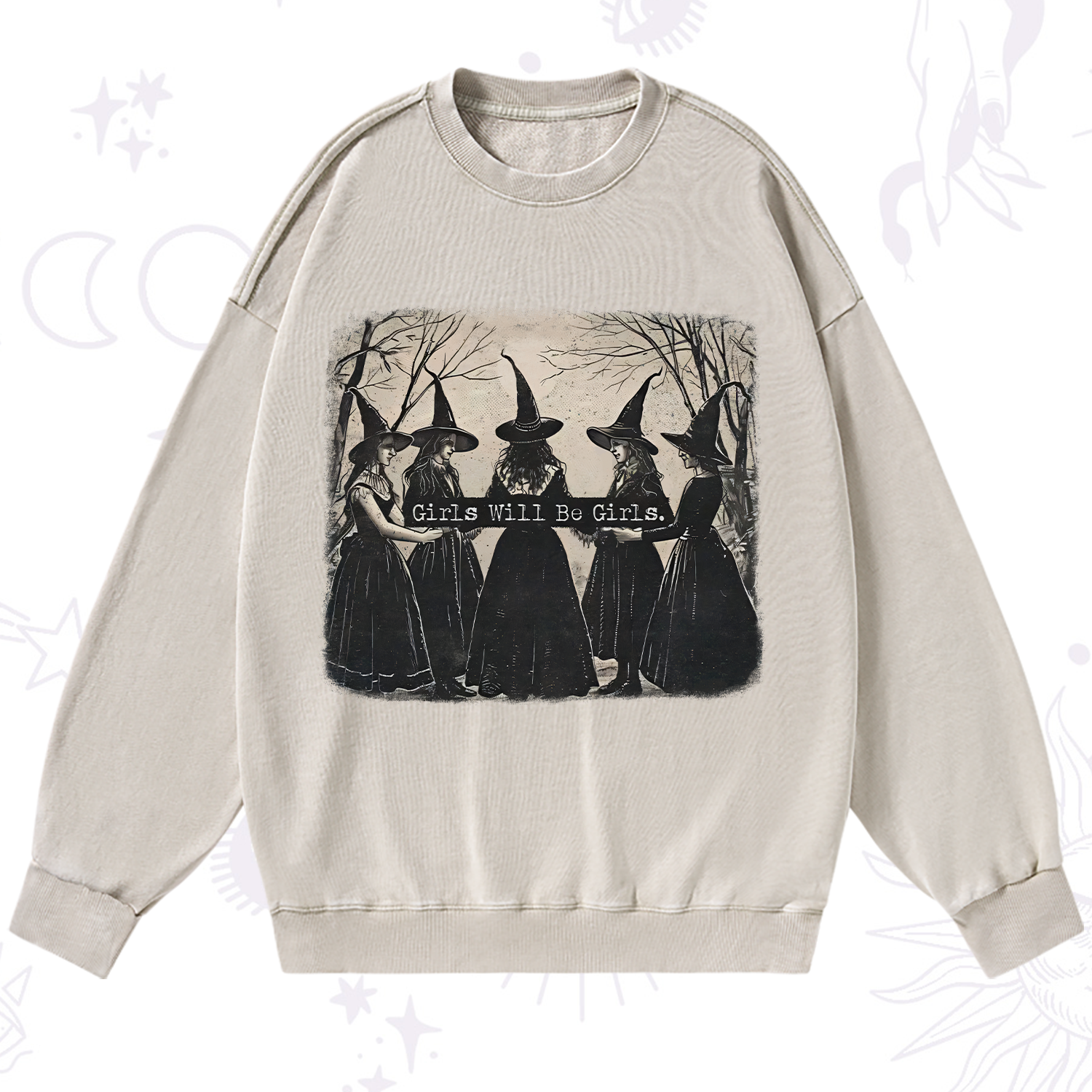 Purplehecate Girls Will Be Girls Witch Washed Sweatshirt