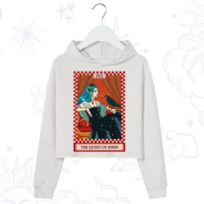 Purplehecate The Queen Of Birds Tarot  Crop Hoodie