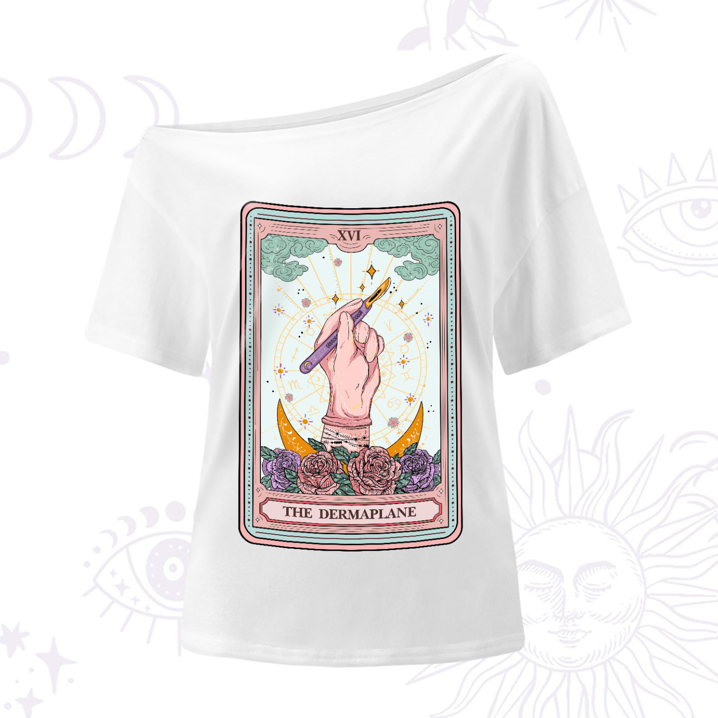 Purplehecate The Dermaplane Tarot Card One-Shoulder T-Shirt