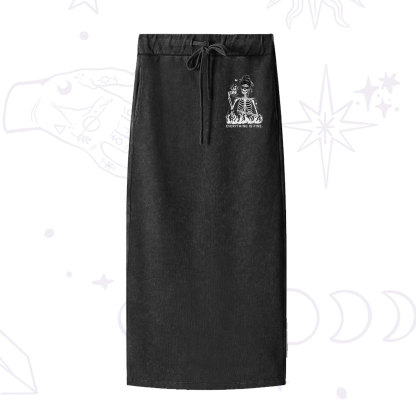 Purplehecate Everything Is Fine Washed Drawstring Long Skirt