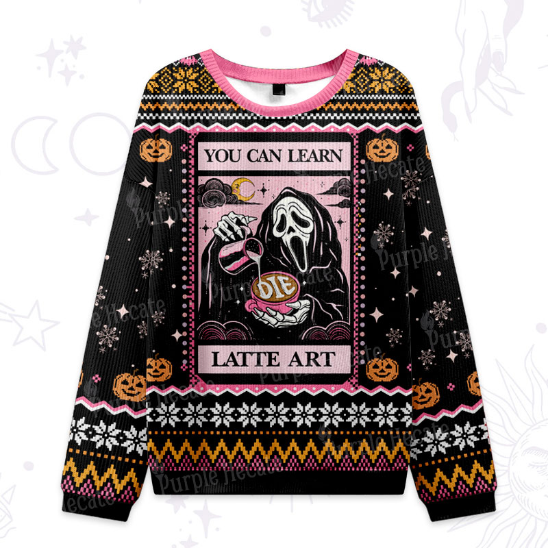 Purplehecate The You Can Learn Latte Art Ugly Halloween Sweatshirts