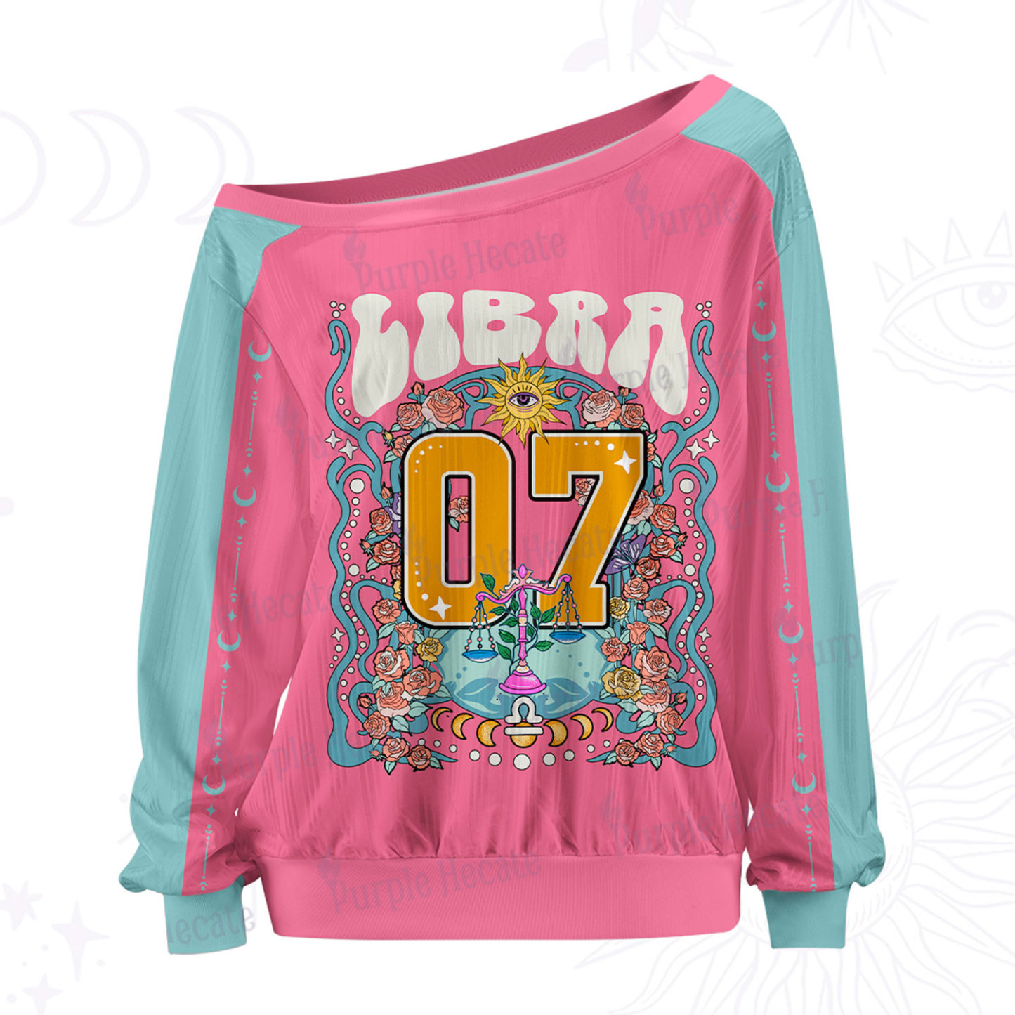 Purplehecate Libra Spirit Zodiac Off The Shoulder Graphic Jersey