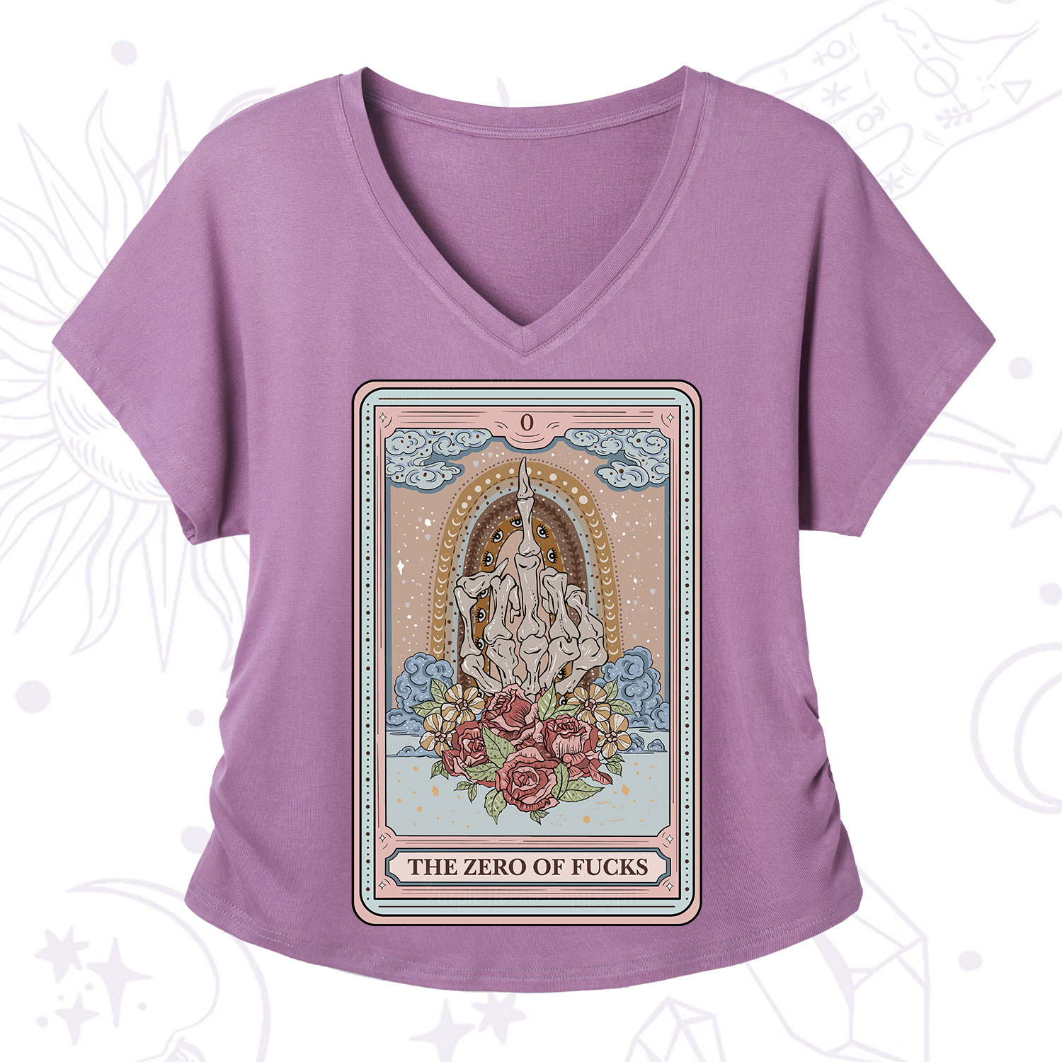 Purplehecate The Zero Of Fucks Tarot V-Neck T-Shirt