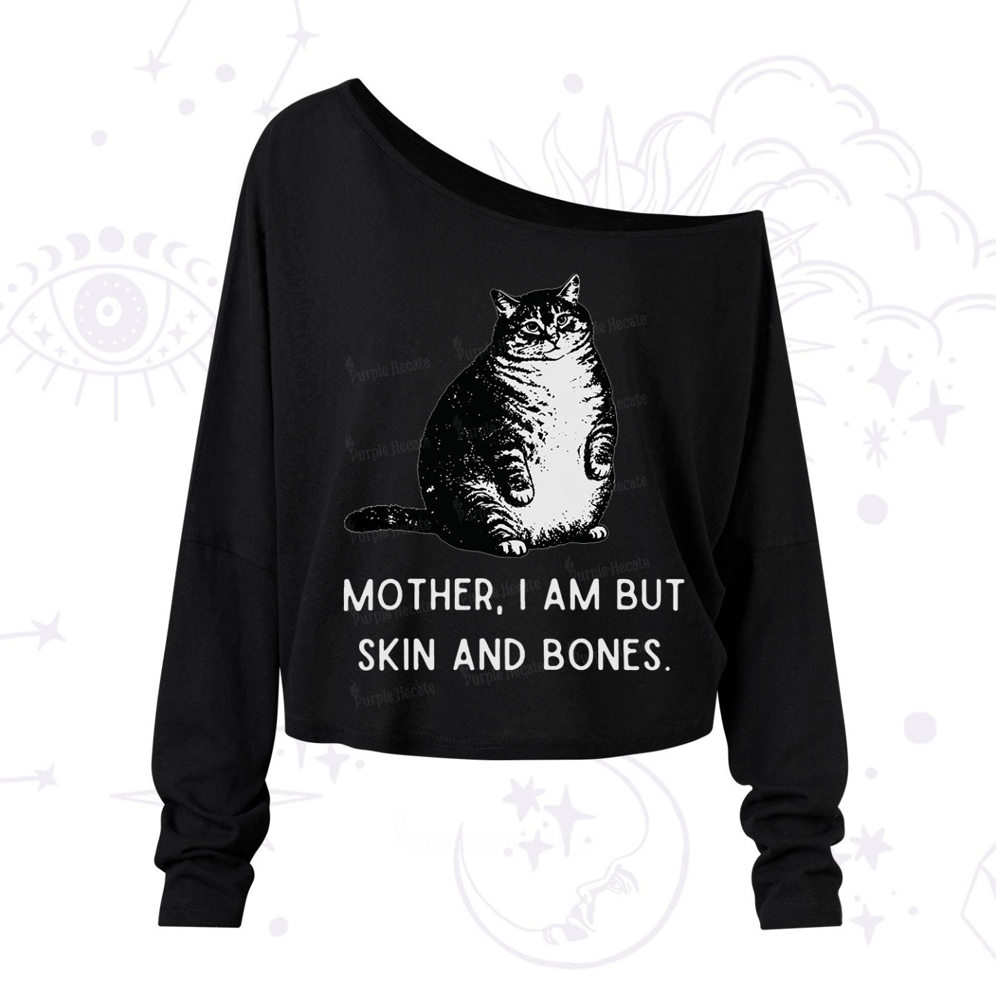 Purplehecate Cat Mother I Am But Skin And Bones One Shoulder Long Slee