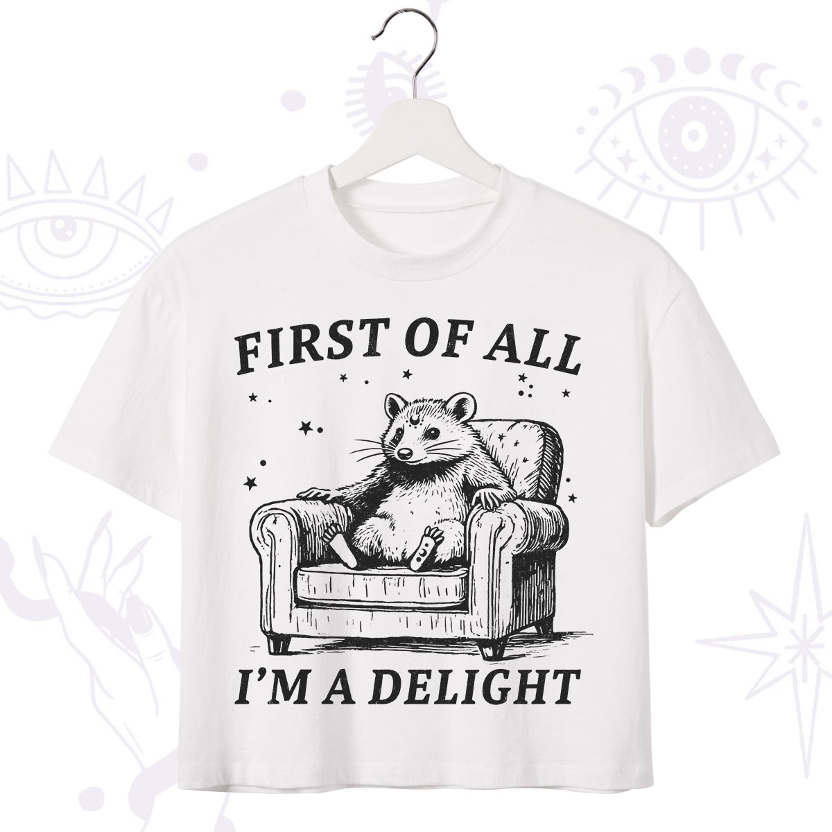 Purplehecate First Of All I'm A Delight Opossum Crop T-Shirt