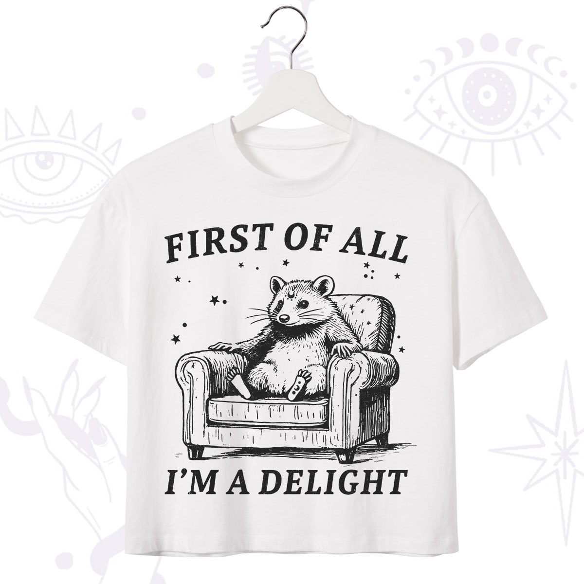 Purplehecate First Of All I'm A Delight Opossum Crop T-Shirt