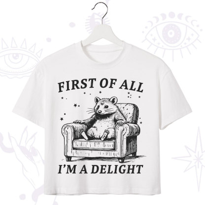 Purplehecate First Of All I'm A Delight Opossum Crop T-Shirt