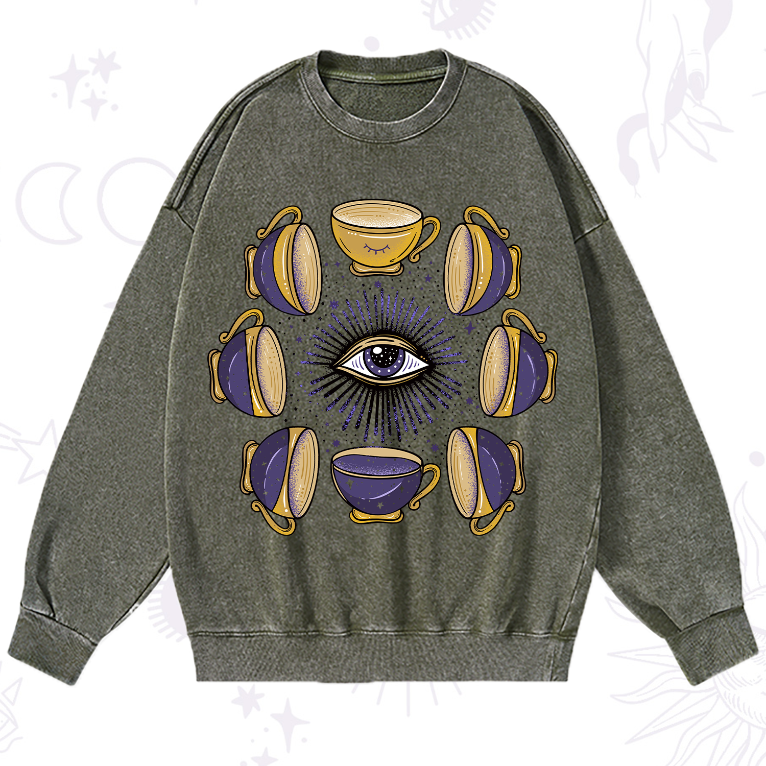 Purplehecate Moon Phase Coffee Lover Washed Sweatshirt