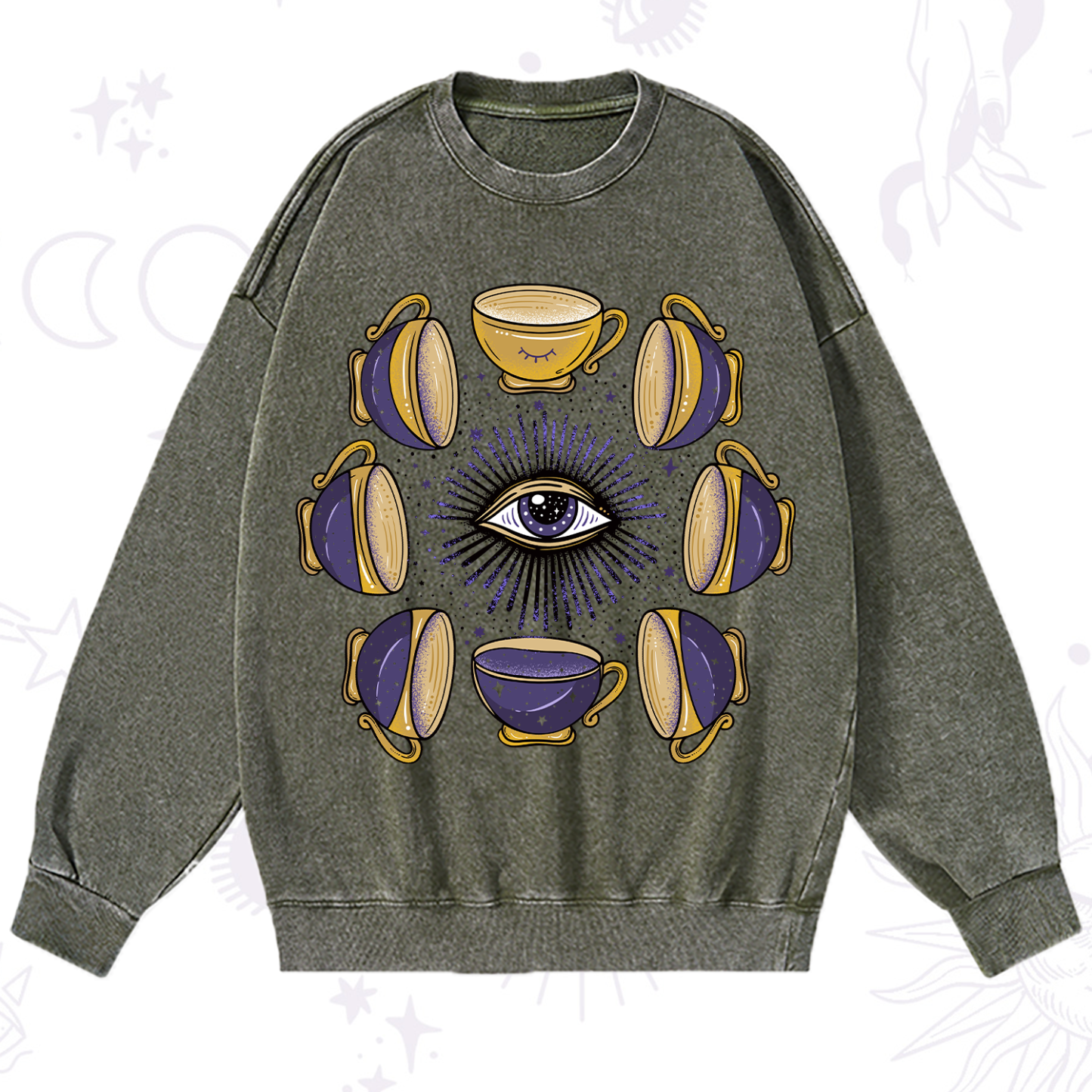 Purplehecate Moon Phase Coffee Lover Washed Sweatshirt