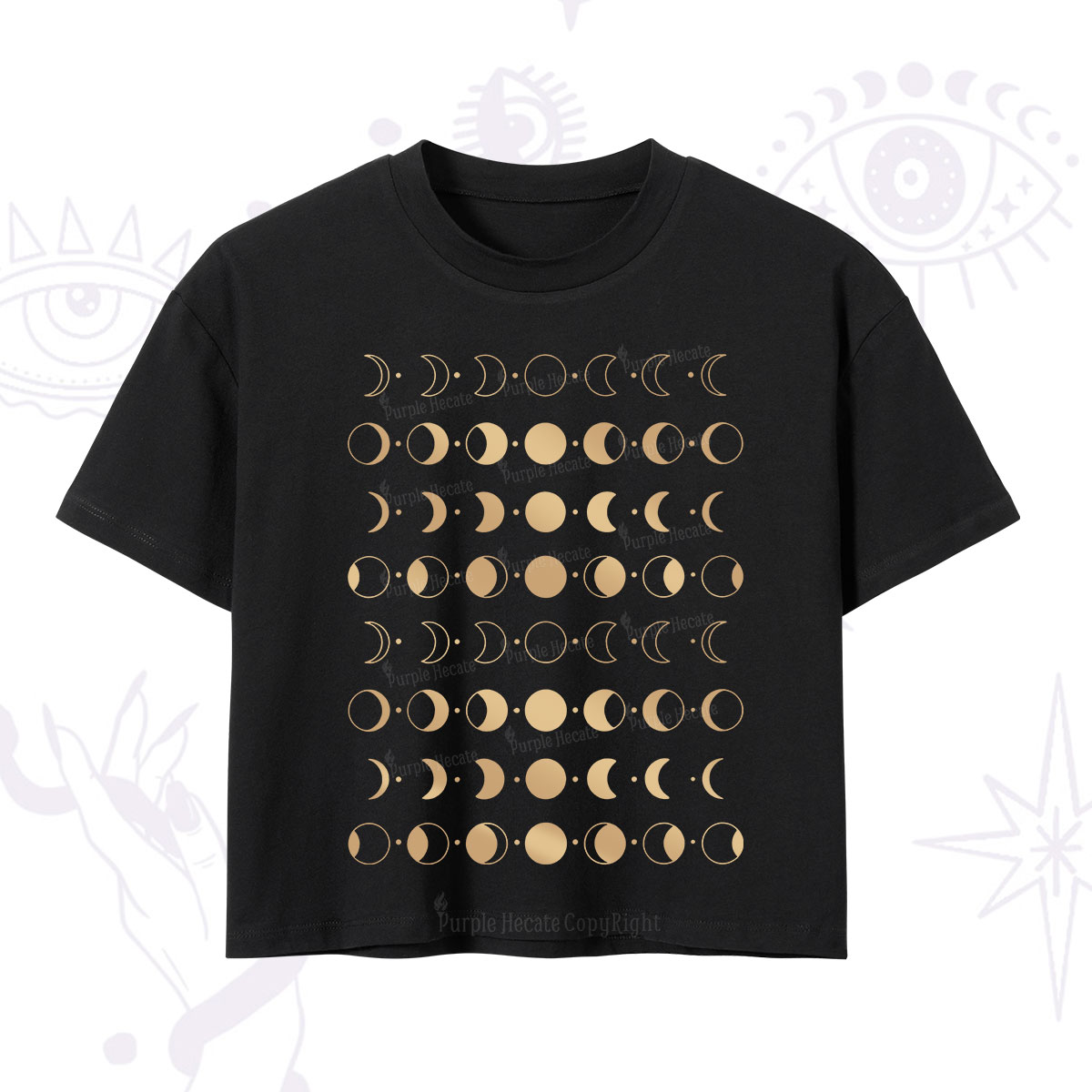 Purplehecate Phases Of Moon Crop T-Shirt