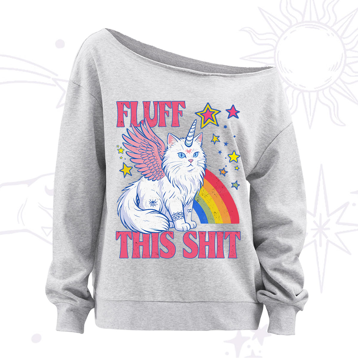 Purplehecate Fluff This Sh*t Cat Off The Shoulder Sweatshirt